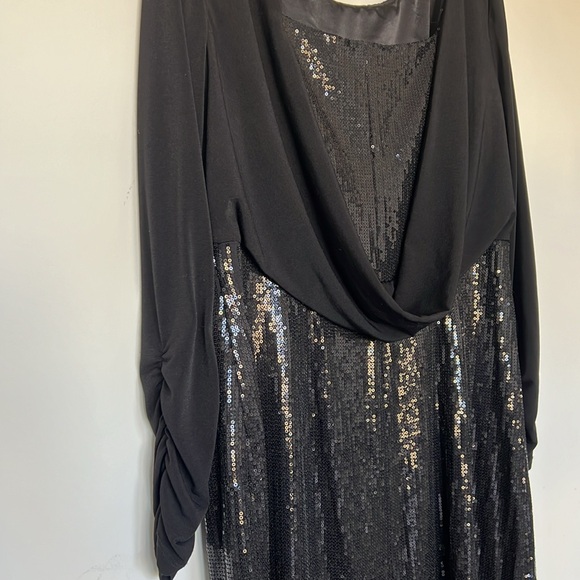TAHARI ASL SEQUINED DRESS CINCHED SLEEVES ~ SIZE 14 - Picture 7 of 10